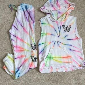 Flowers by Zoe Tie-Dye Butterfly Hoodie and Joggers Set- size M